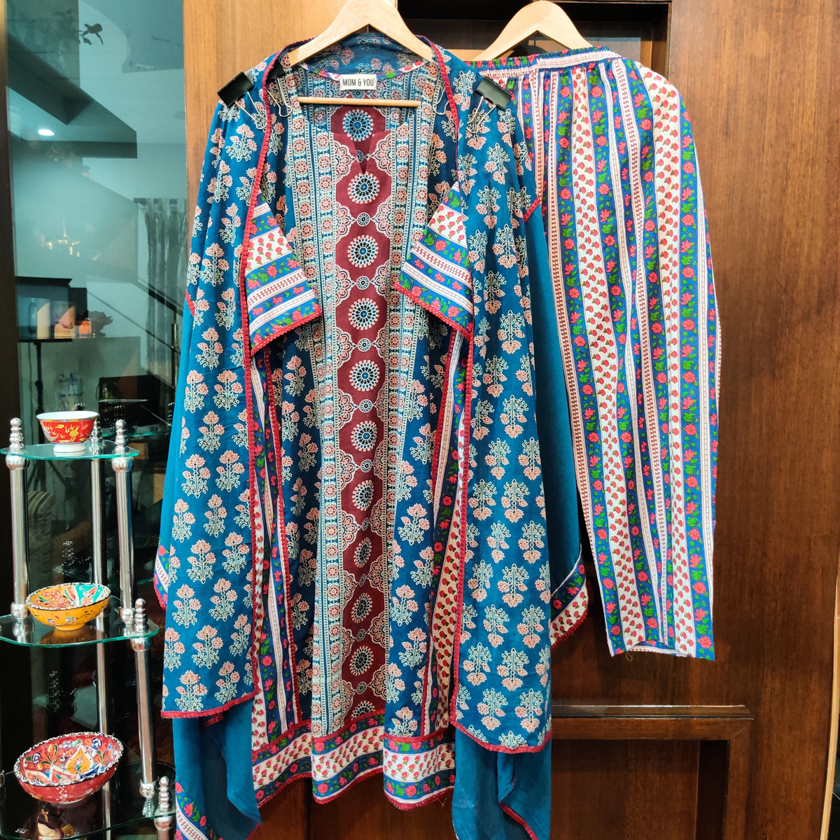 Blue Ajrakh Cotton Stitched Suit Set - Mom & You Clothing