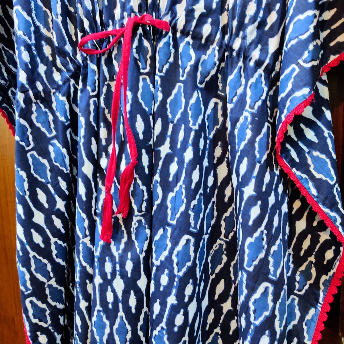 Blue Handblock Stitched Kurta Kaftan - Mom & You Clothing