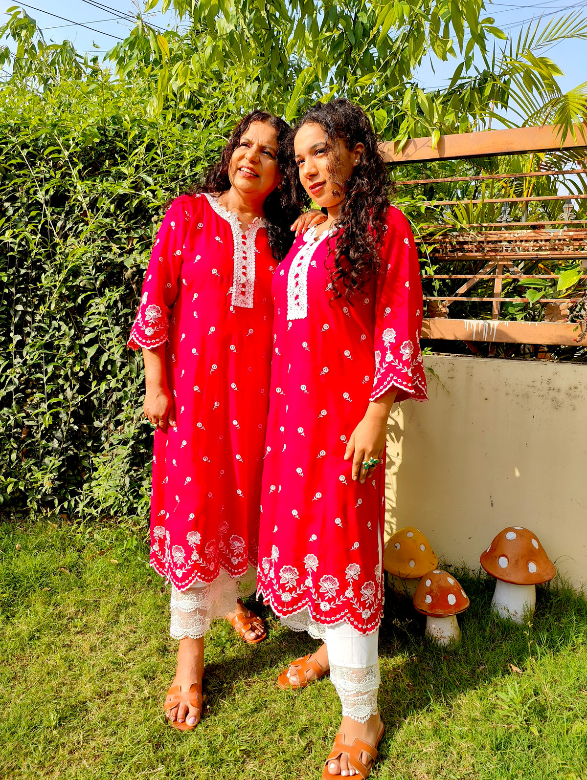 Magenta Embroidered Cotton Stitched Co-Ord Set