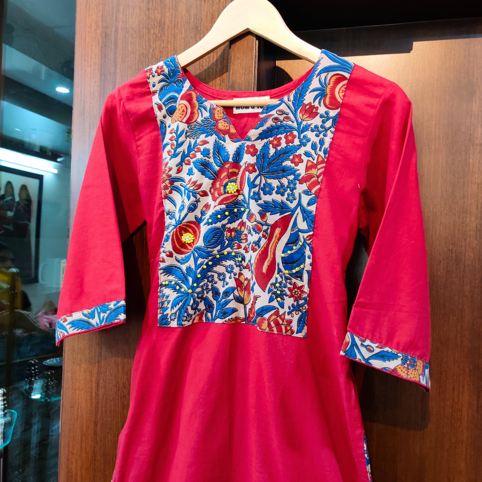 Maroon Kalamkari Cotton Stitched Kurta - Mom & You Clothing