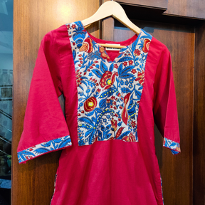 Maroon Kalamkari Cotton Stitched Kurta - Mom & You Clothing