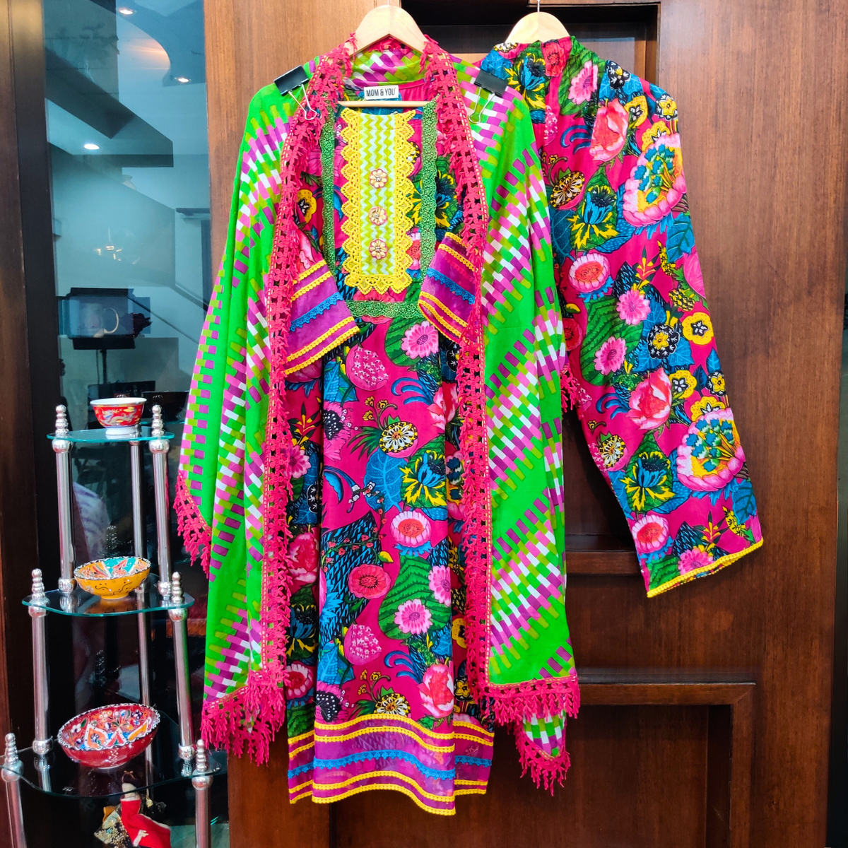 Multi Colour Digital Printed Cotton Stitched Suit Set - Mom & You Clothing