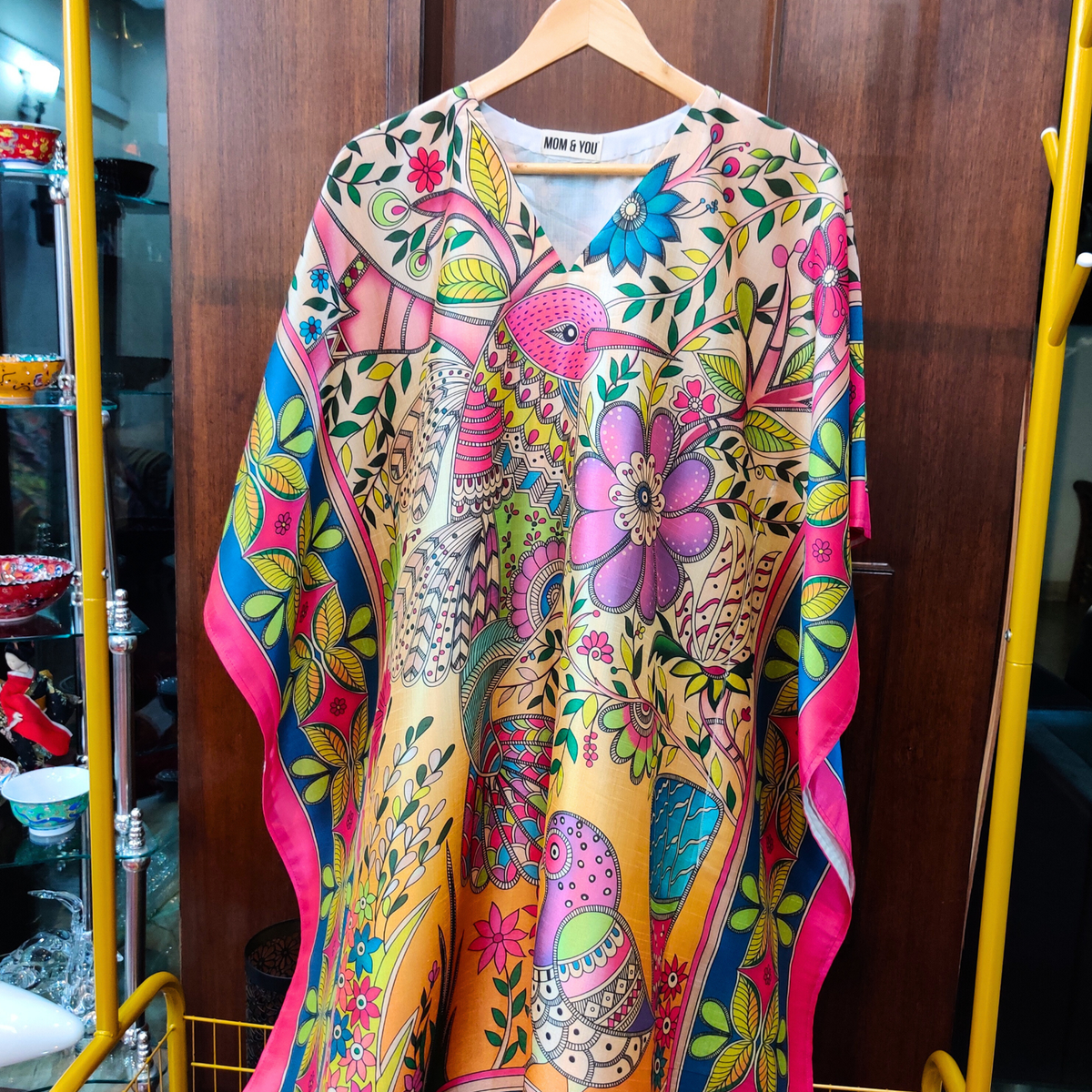 Multi Colour Digital Printed Muslin Silk Stitched Kurta Kaftan - Mom & You Clothing