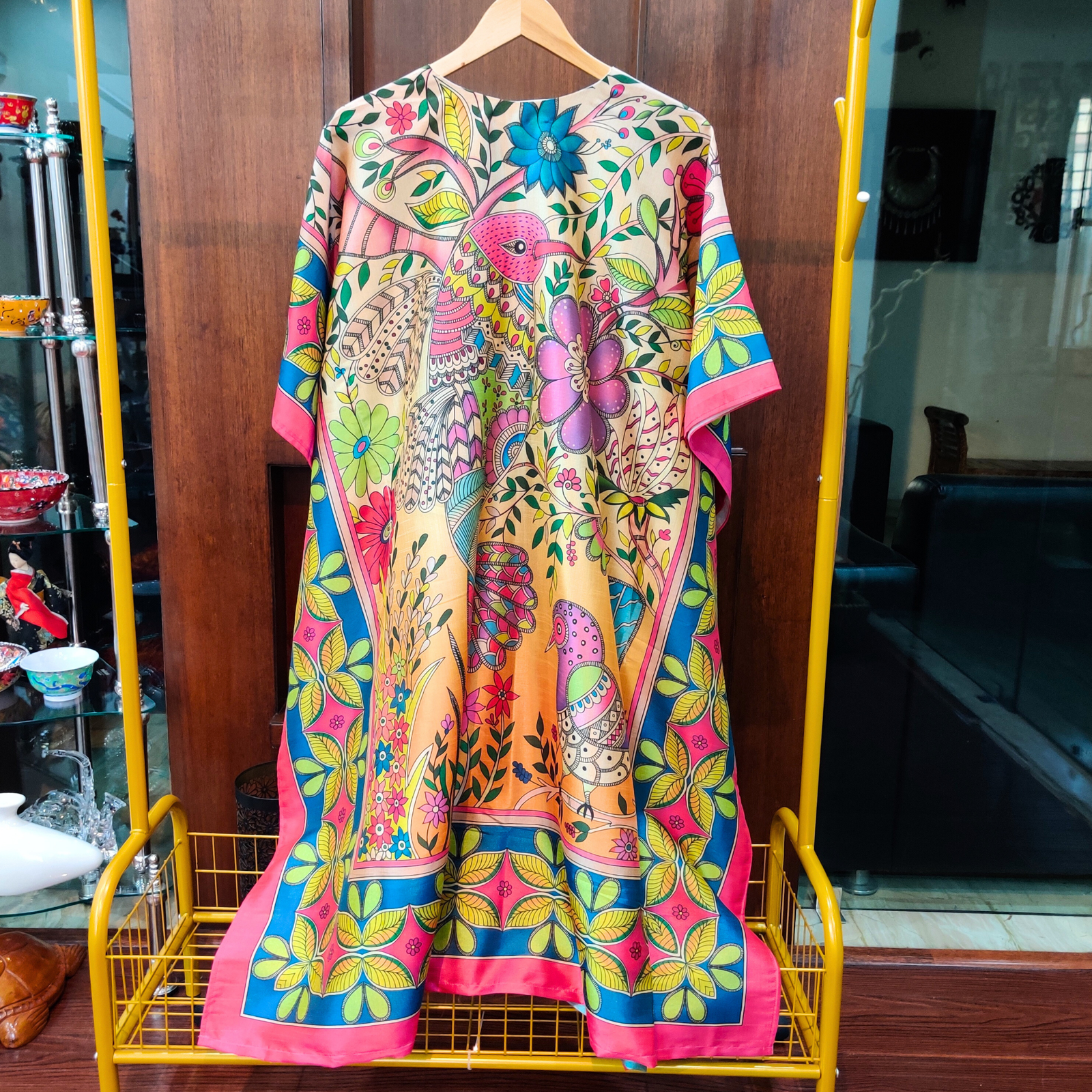 Multi Colour Digital Printed Muslin Silk Stitched Kurta Kaftan - Mom & You Clothing