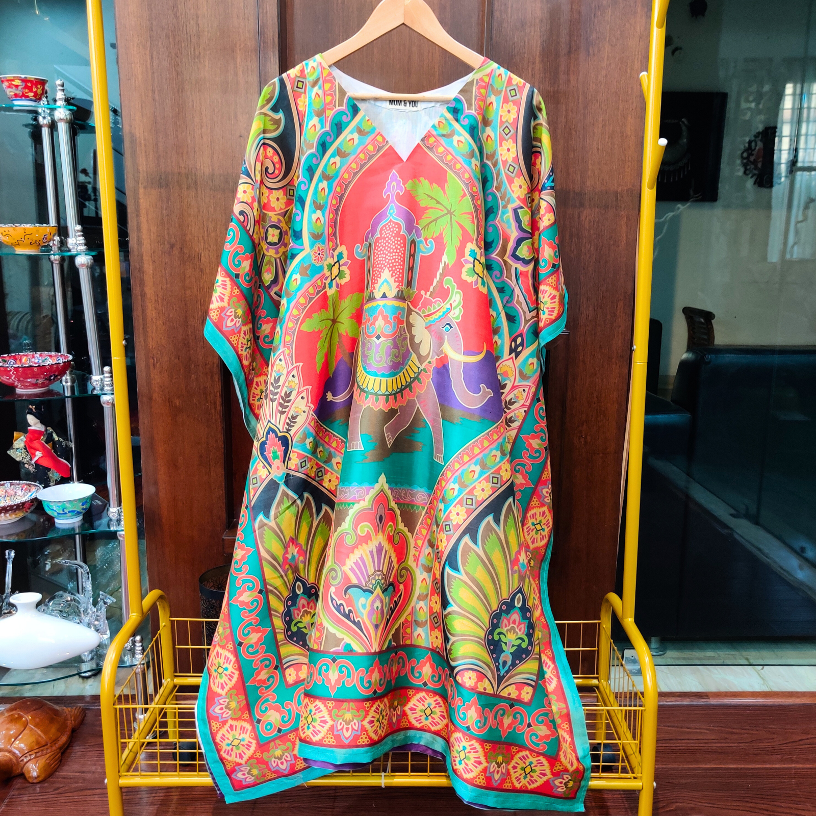 Multi Colour Digital Printed Muslin Silk Stitched Kurta Kaftan - Mom & You Clothing