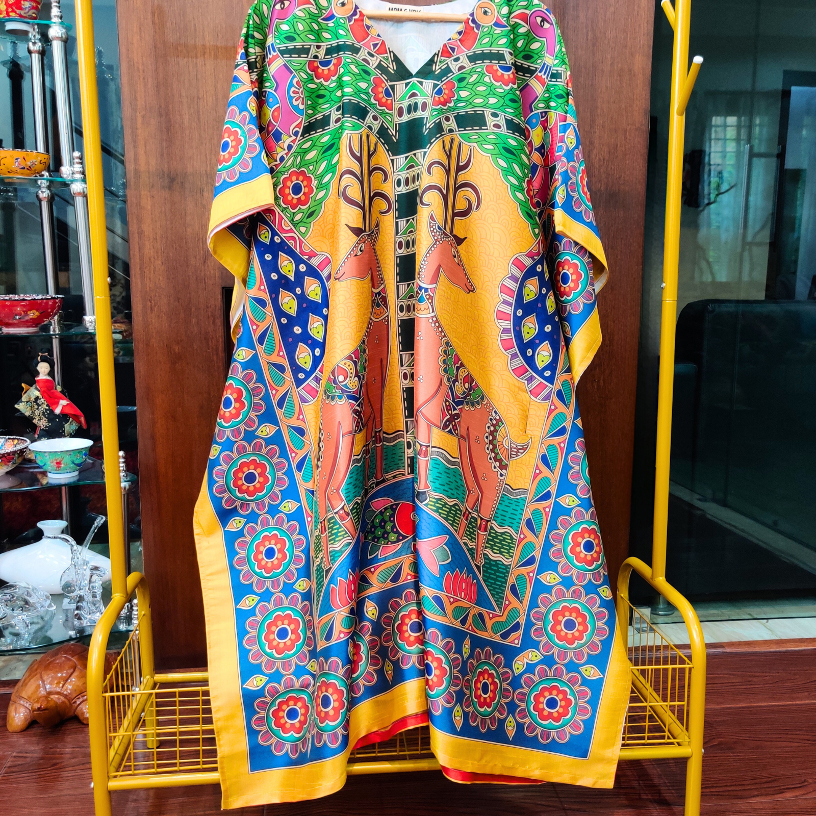 Multi Colour Digital Printed Muslin Silk Stitched Kurta Kaftan - Mom & You Clothing