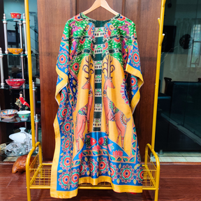 Multi Colour Digital Printed Muslin Silk Stitched Kurta Kaftan - Mom & You Clothing