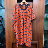 Orange Kalamkari Stitched Kurta Kaftan - Mom & You Clothing