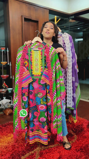 Multi Colour Digital Printed Cotton Stitched Suit Set