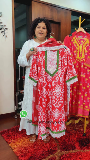 Red Digital Printed Cotton Stitched Suit Set